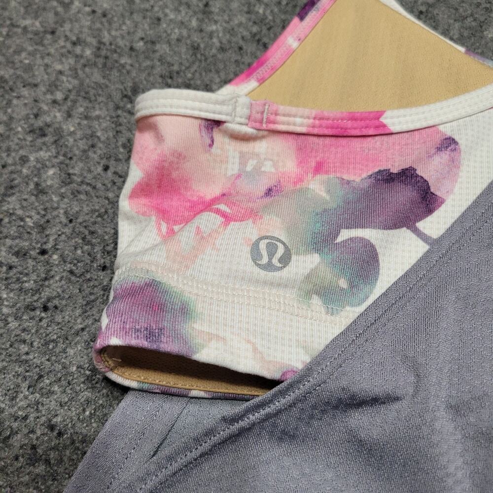 Lululemon Shirt Womens 8 Medium Fossil Blurred Blossoms No Limits Tank Racerback - Picture 7 of 11